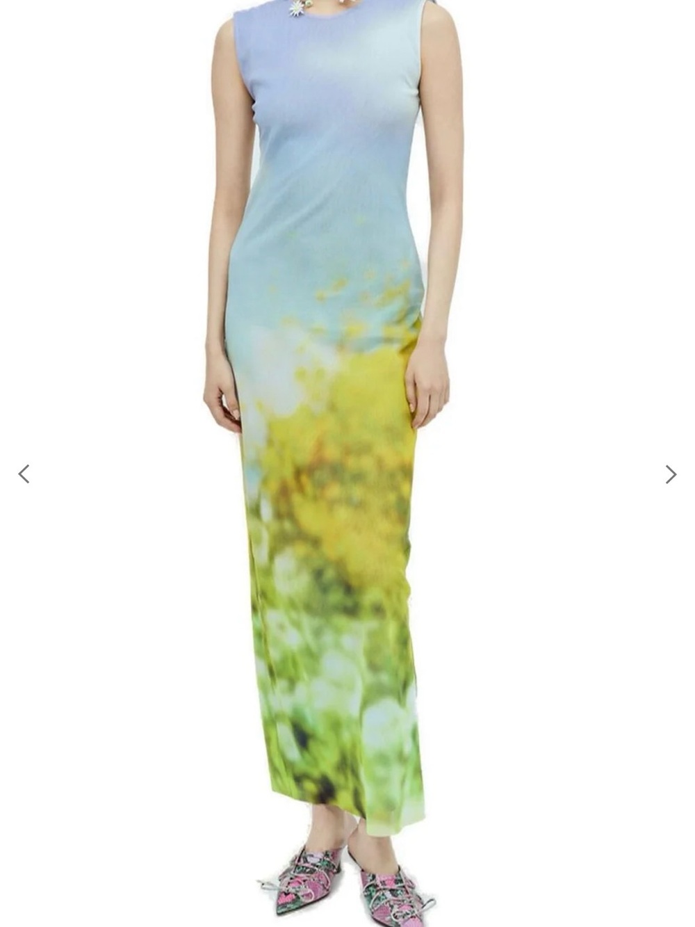 Acne Gradient Pastel Blue to Yellow Green Sleeveless Maxi Dress - Picture 5 of 10